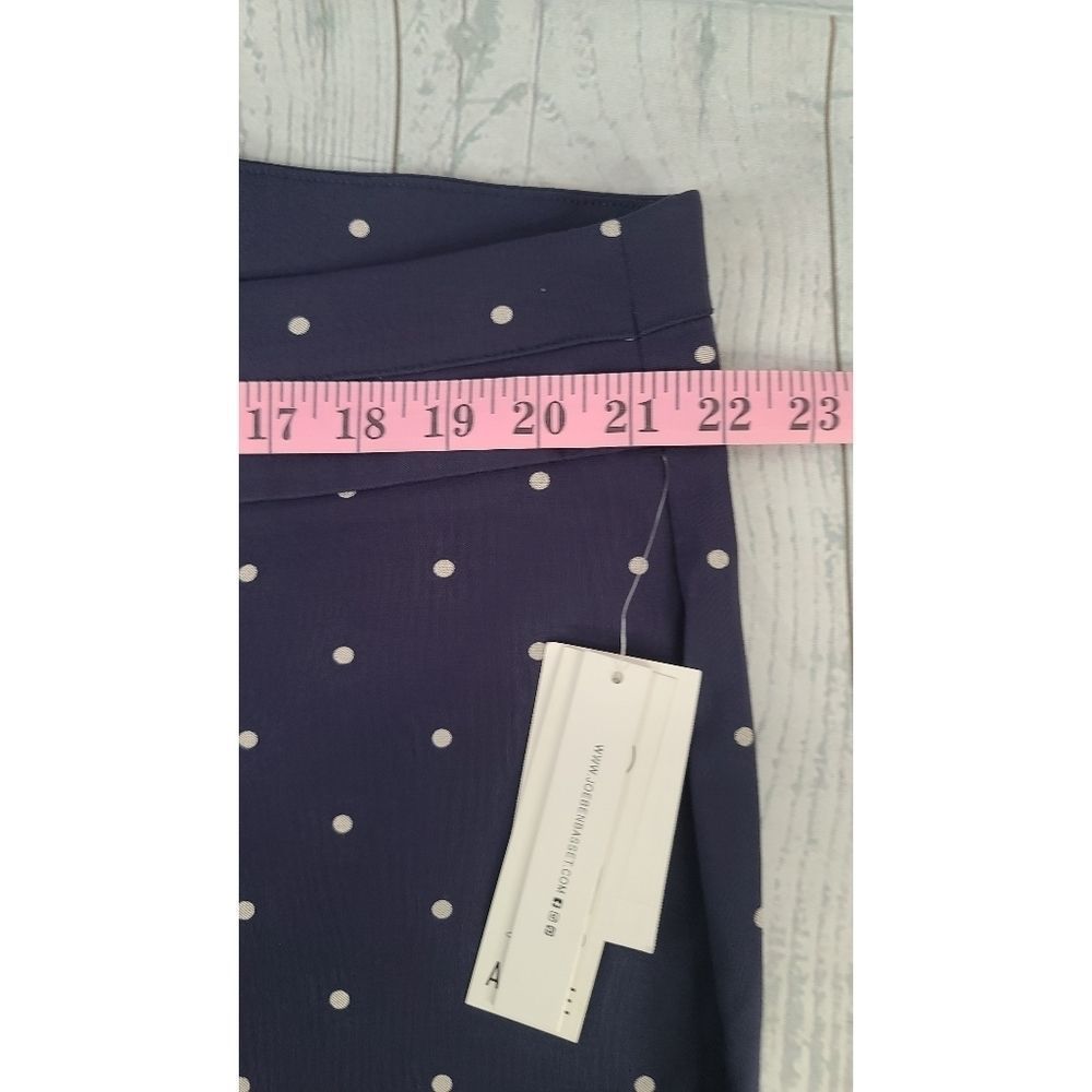 Joe B 3X Pull On Capri Pants Blue Cream Polka Dot Criss Cross Open Ankle Stretch - Picture 3 of 9